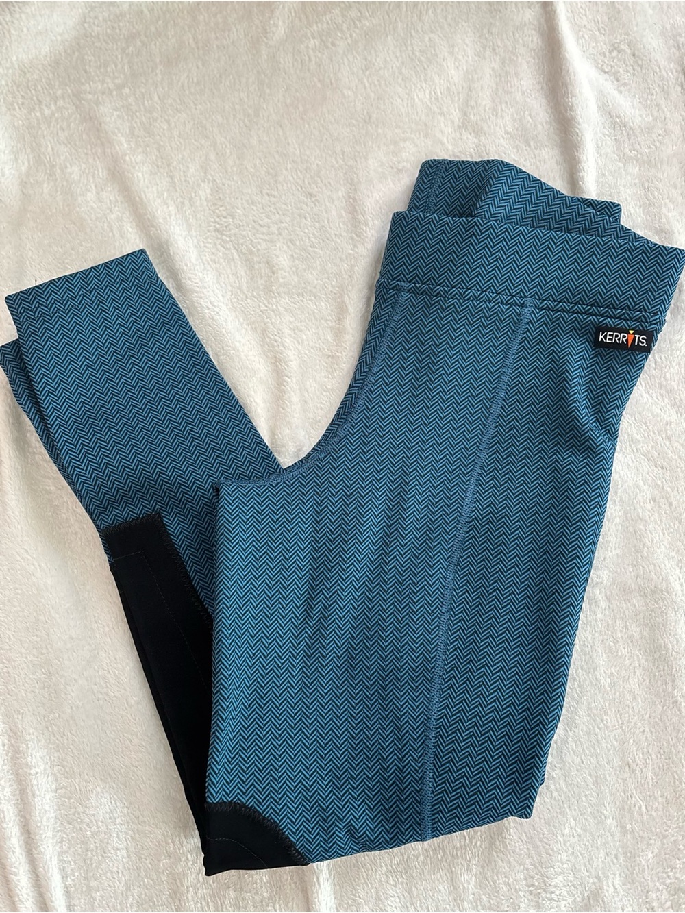 Kerrits Women’s Riding Tights Pants Teal Herringbone Small- Medium Equestrian *C